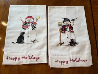 Two New Linen Embroidered Holiday Towels 5