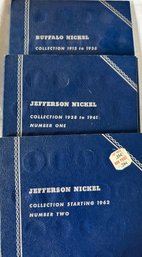 Buffalo Nickel Book WITH COINS & 2 (two) Jefferson Nickel Books One & Two WITH COINS - 60