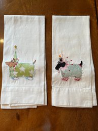 Two New Linen Embroidered Towels Patience Brewster 4