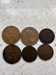 Canadian One Cent Large Coins 1861 1907 1913 1936 1962 1964 - 54
