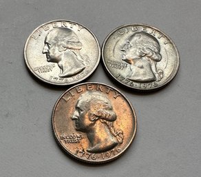 3 (Three) Bicentennial 1776 - 1976 Quarters - No Mint Mark - 25