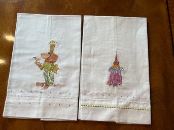 Two New Linen Embroidered Towels Patience Brewster 3