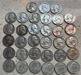 33 (Thirty Three) Washington Silver Quarters Various Years 1934-1964 - 24