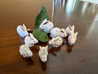 Herend Hand Painted Miniature Bunnies (9)  - R