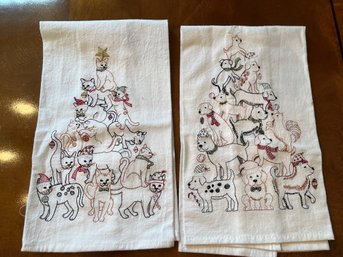 Cat And Dog Matching Holiday  Dish Towels 8