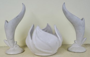 #466 Lot Of 3 White Van Briggle  Pottery