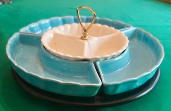 DR#190 1950's Turquoise Lazy Susan Set