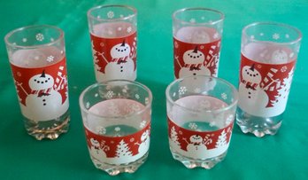 DR#194 Lot Of 6 Vintage Snowman Glasses