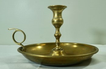 18- Large 19th Century Brass Chamber Stick - 9' Plate