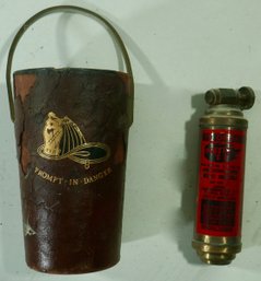 141- Vintage Prompt In Danger Novelty Fireman Bucket With Mini Fire Extinguisher