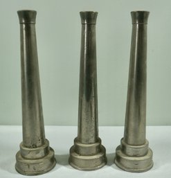 129- Lot Of 3 - 11' Chrome Plated Fire Hose Nozzle - 2.5' Hose Connection