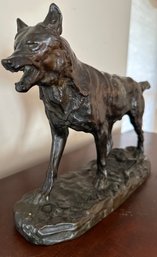 Bronze Wolf Signed Antoine-Louis Barye (1796-1875) & Roman Bronze Works NY - K1