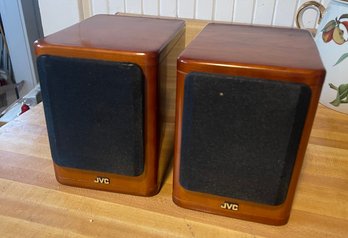 Pair  Of JVC Shelf Speakers- Wood Framed