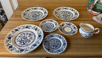 Vintage Dishes Are Of The 'Blue Heritage' Pattern By Enoch Wedgwood