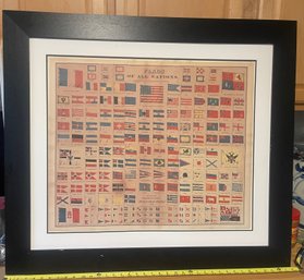 Large Vintage Print Of Flags Of The Nation