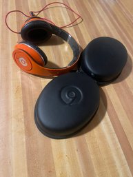 Pair Of Beats By Dr. Dre Studio Wired Headphones In An Orange Color