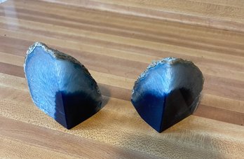 Blue Geode Bookends