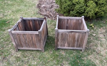 Pair Of Teak Flower Boxes