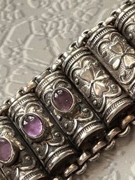 Unique 925  With 8 Garnet Bracelet With Screw Hinge-k100