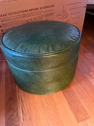 Small Green Leather Ottoman - BR126