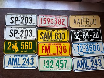 12 Miniture Colorful License Plates - BR127