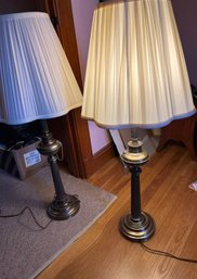 Two Tall Brass Matching Lamps - BR150