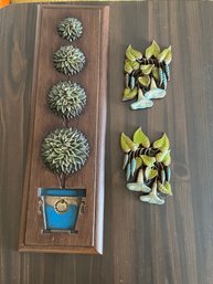 Adorable Mid Century Molded Plastic 3 Pc Wall Decor - L155