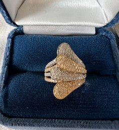 14k Yellow And White Gold Large & Feminine Cocktail Ring - 18