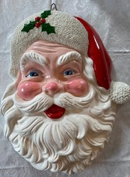 MAGNIFICENT Large Vintage Ceramic Hand-Painted Santa Head 17 X 14 - 1