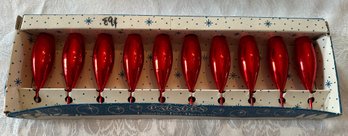 1960s Red Glass Teardrop Christmas Ornaments By Paragon Made In Lewiston Maine - 7