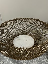 Large Gold With Marble Center Decorative Bowl - C1