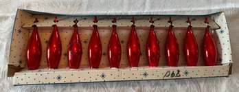 1960s Red Glass Teardrop Christmas Ornaments By Paragon Made In Lewiston Maine - 8