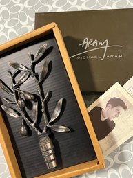 New In Box Michael Aram Olive Branch Wine Stopper #175146  - C9