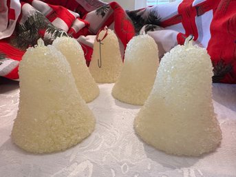 5 Vintage Jewelbrite Yellow Sugar Bell Ornaments - 14