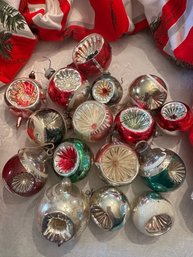 Collection Of Vintage Mercury Glass Ornaments With Silver Interiors - 15