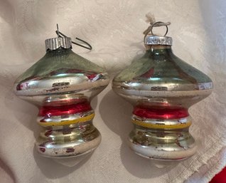 Two 1950s UFO/tornado Style Mercury Glass Ornaments - 23