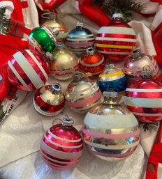 Vintage Collection Of Striped Glass Ornaments - 30