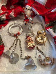 Made In Japan Tin Wreath W/ Bells And Other Vintage Ornaments & Decor - 40