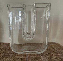1970s Bertil Vallien For Kosta Boda Scandinavian Modernist U Shaped Clear Glass Vase - 3