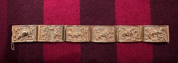 18k Italy Yellow Gold Storyteller Animal Panel Bracelet - 56
