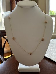 Italy 14k Yellow Gold Stationed Knot Necklace - 12