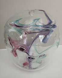 Original PETER BRAMHALL Handblown Glass Orb Sculpture Signed And Dated November 29 1987 - K11