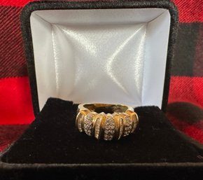 14k Yellow Gold Ring With Pave And Baguette Cut Diamonds - 60