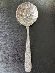 Sterling Silver S. Kirk & Sons Co. Repousse Detailed Fruit Spoon - J4a