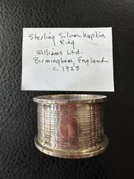 Sterling Silver Williams Ltd Napkin Ring - JD5