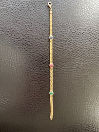 18k 750 Yellow Gold And Gemstone Bracelet - 2