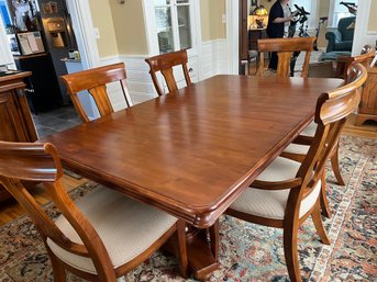 Kincaid Furniture Rectangle Cherry Double Pedestal Dining Table And Six Chairs - D1
