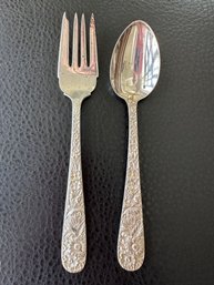 Sterling Silver S. Kirk & Son Repousse Fork And Spoon - JD16