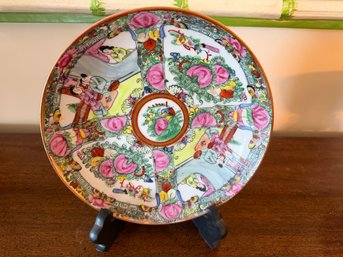 Chinese Rose Medallion Porcelain Ware Plate With Stand - 3