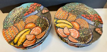 11 Hard Plastic Festive Fruit Plates - K66